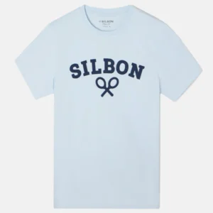 Camiseta raqueta media celeste