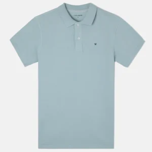 Polo clasico liso azul gris