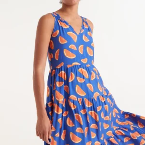 Vestido midi tirantes estampado de pomelos