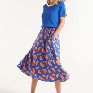 Falda midi con estampado de pomelos