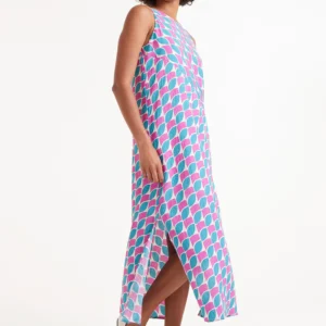 Vestido largo con estampado Feathers