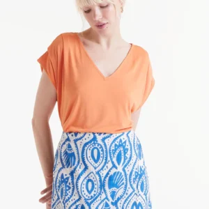 Top manga corta naranja