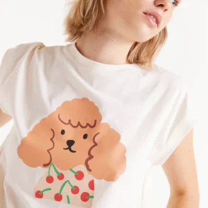 Camiseta con print de perro cerezas