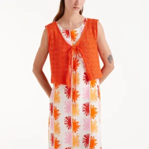 Top crochet lazada naranja