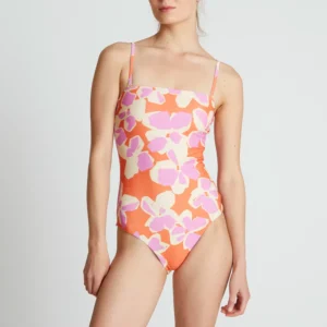 Bañador escote recto estampado Rubra Orange