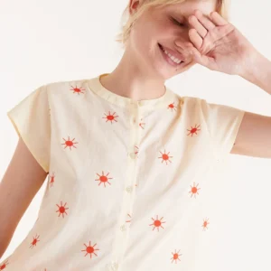 Camisa cuello mao soles amarilla